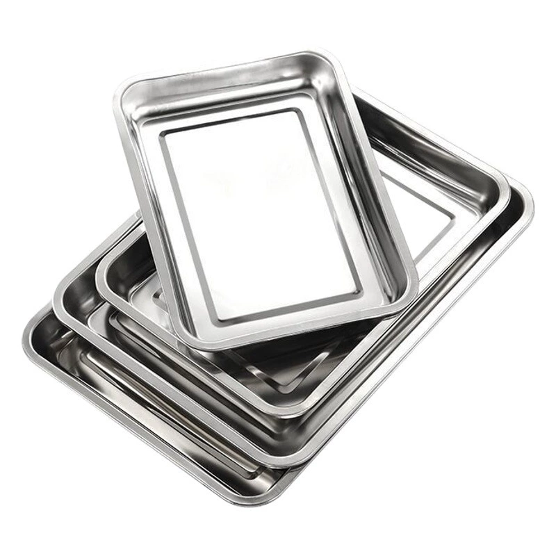 Поднос из нержавеющей стали прямоугольный квадратный бассейн углубление квадратной пластины коммерческого жареного рыбы лоток барбекю лоток