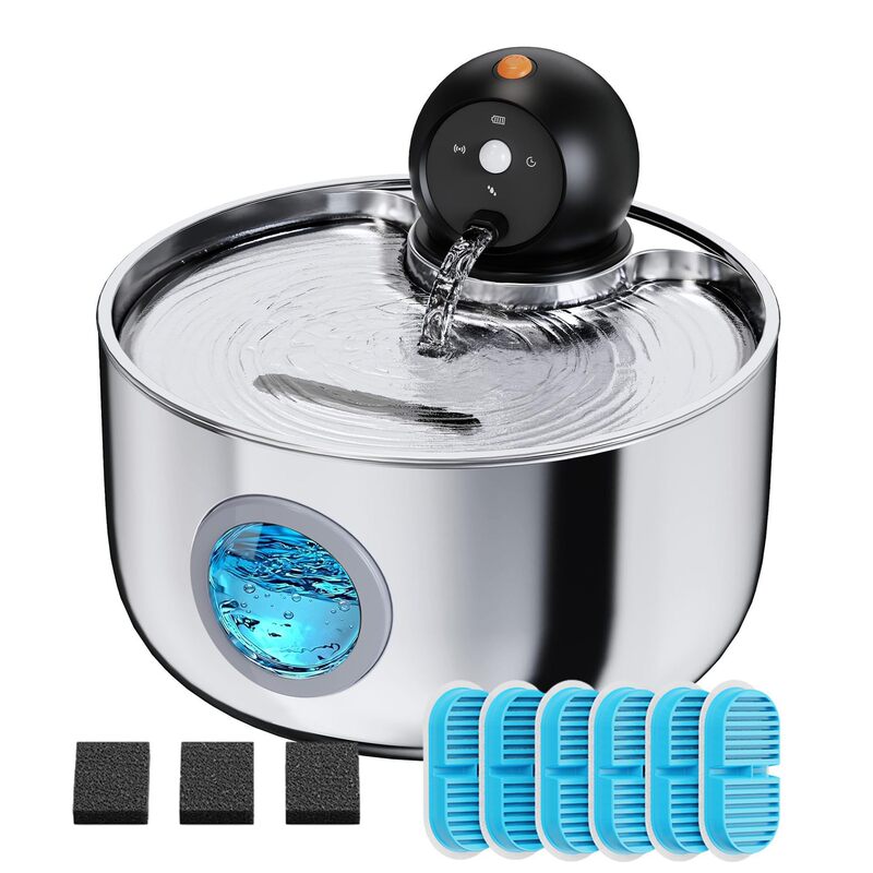 Stainless Steel Cat Water Dispenser New Model Wireless Water Dispenser Smart Pet Water Filter Automatic Sensing Large Capacity