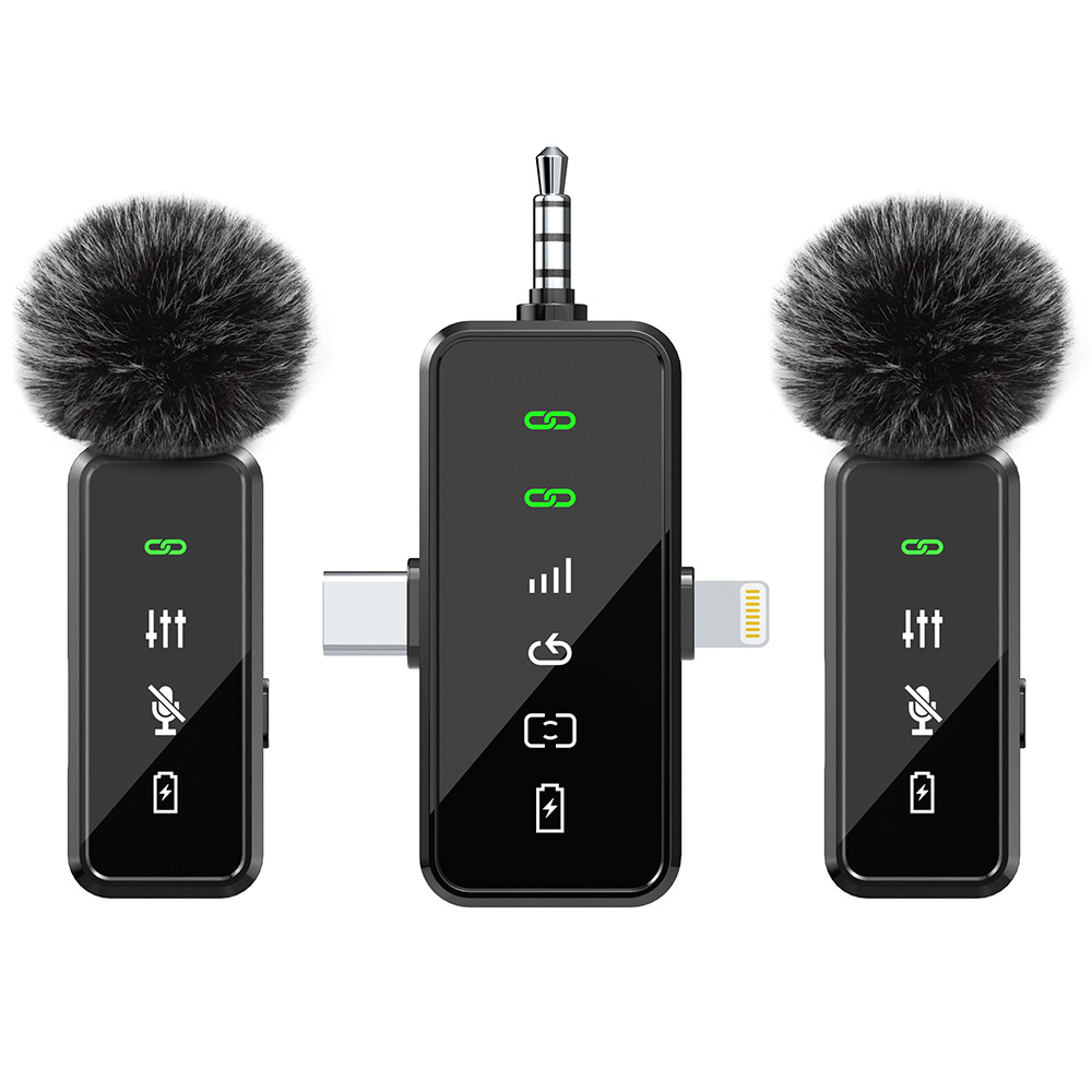 Cross-border new digital display private model three-in-one wireless collar clip microphone radio noise reduction camera computer mobile phone outdoor