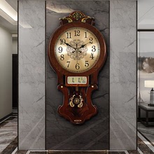 2021欧式复古钟表挂钟客厅家用万年历新中式大气时尚高端时钟挂墙