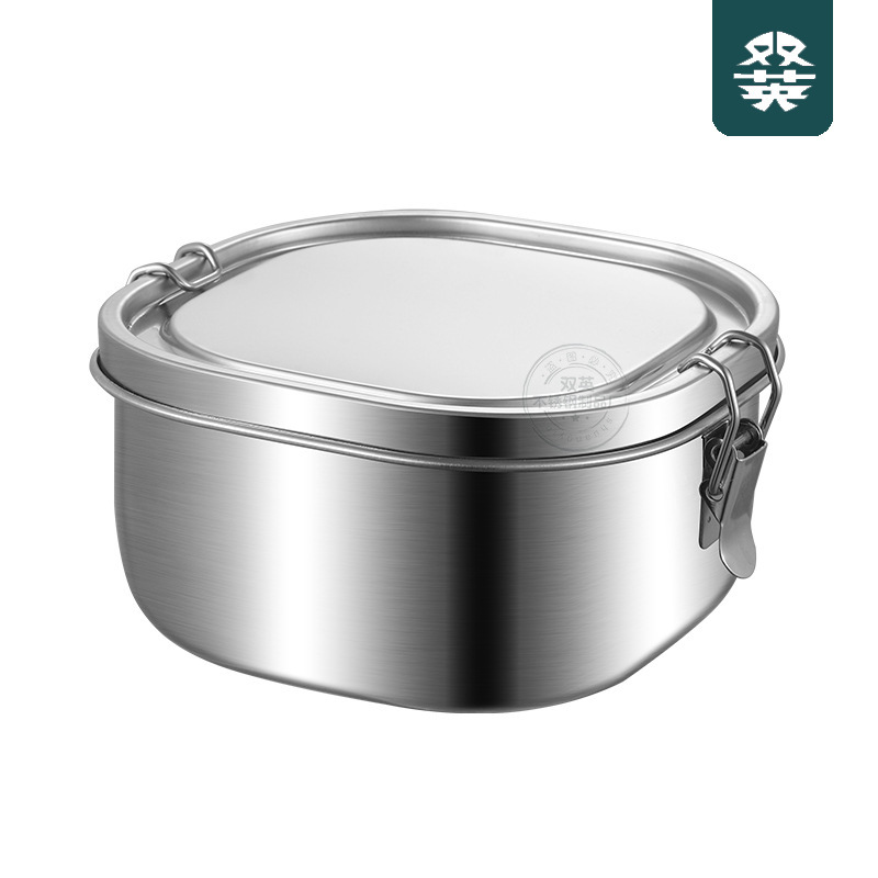 304ステンレスダブルボタン角型弁当箱サラリーマン学生食堂弁当箱食品保存箱lunch box|undefined