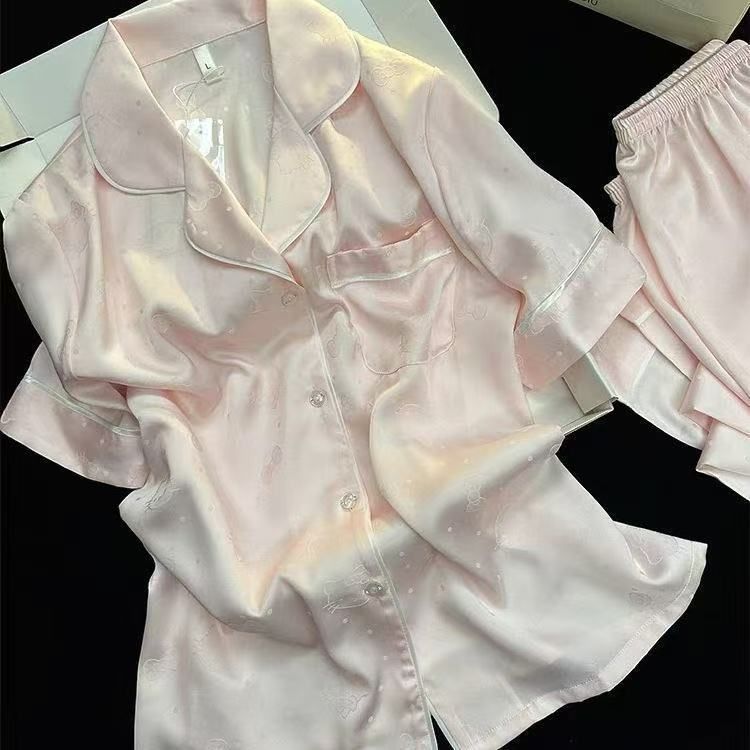 pajamas夏季新款丝睡衣女简约轻奢质感甜美ins家居服套装批发