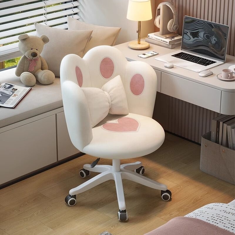 Cute computer chair for girls, home bedroom desk chair, comfortable swivel and adjustable backrest chair, popular makeup chair Cute computer chair for girls, home bedroom desk chair, comfortable swivel and adjustable backrest chair, popular makeup chair