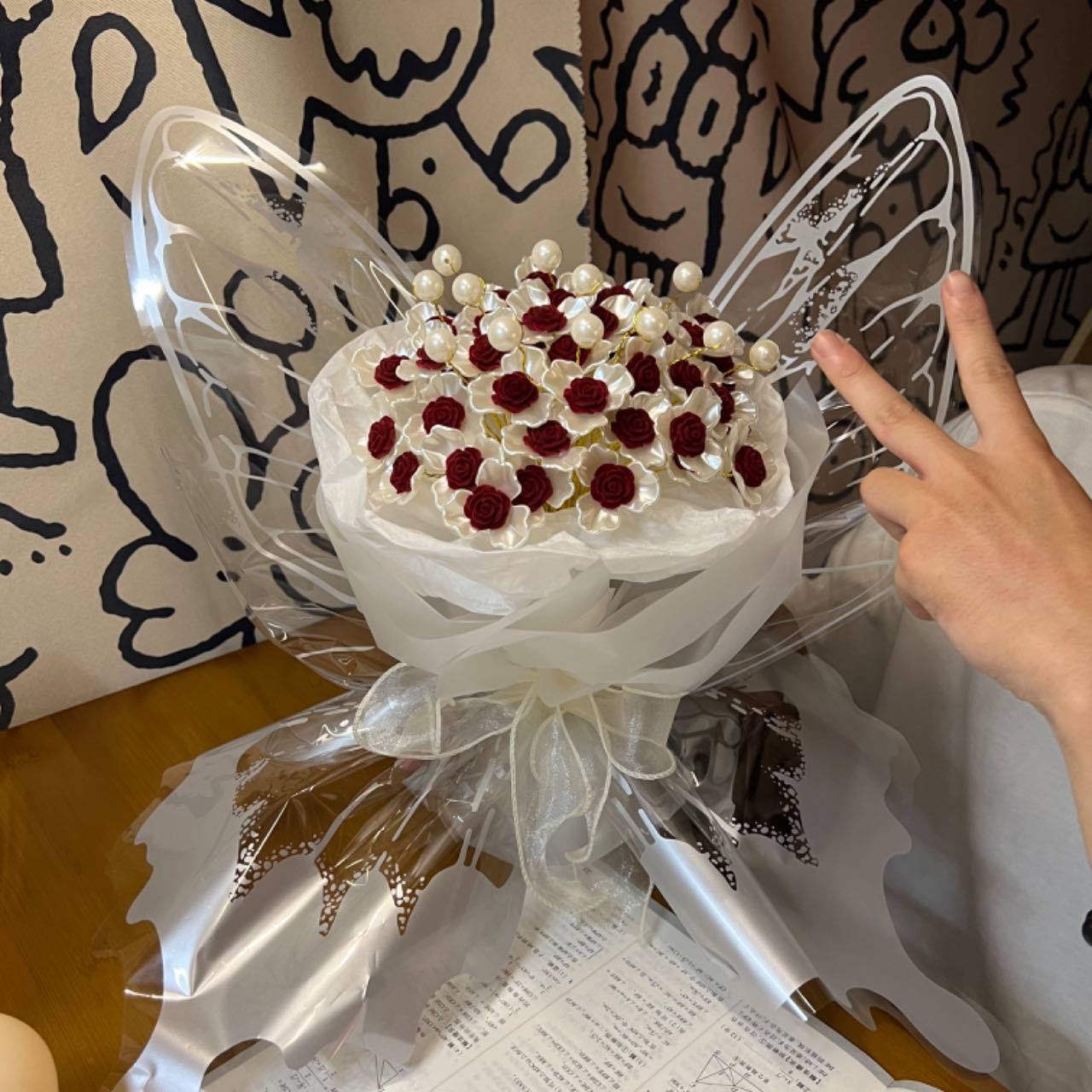 梦幻蝴蝶玫瑰花手工DIY花束手捧花玫瑰材料情人节礼物送女友闺蜜