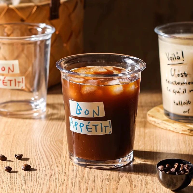 Letter-printed French-style Glass Exquisite Coffee Cup, Ins-style Home Breakfast American-style Cup_voghion.com
