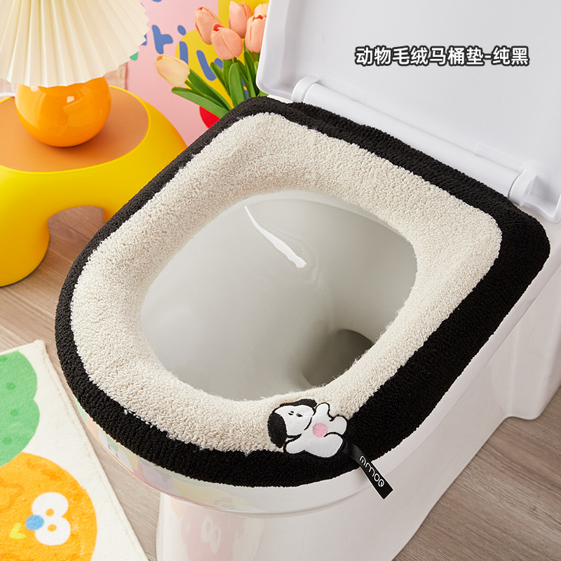 Invierno hogar almohadilla de inodoro de peluche engrosado funda de inodoro suave dibujos animados lavable inodoro elástico collar universal