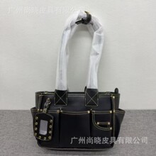 跨境2026新款GANN同款铆钉托特包撞色复古腋下包大容量通勤手提包