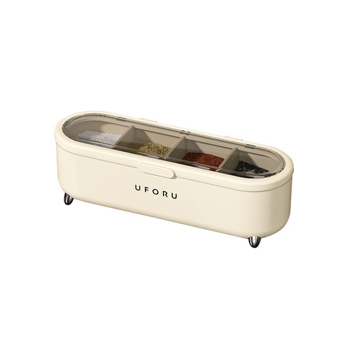Household seasoning box food-grade light luxury with lid moisture-proof countertop large-capacity divided plastic seasoning jar kitchen supplies
