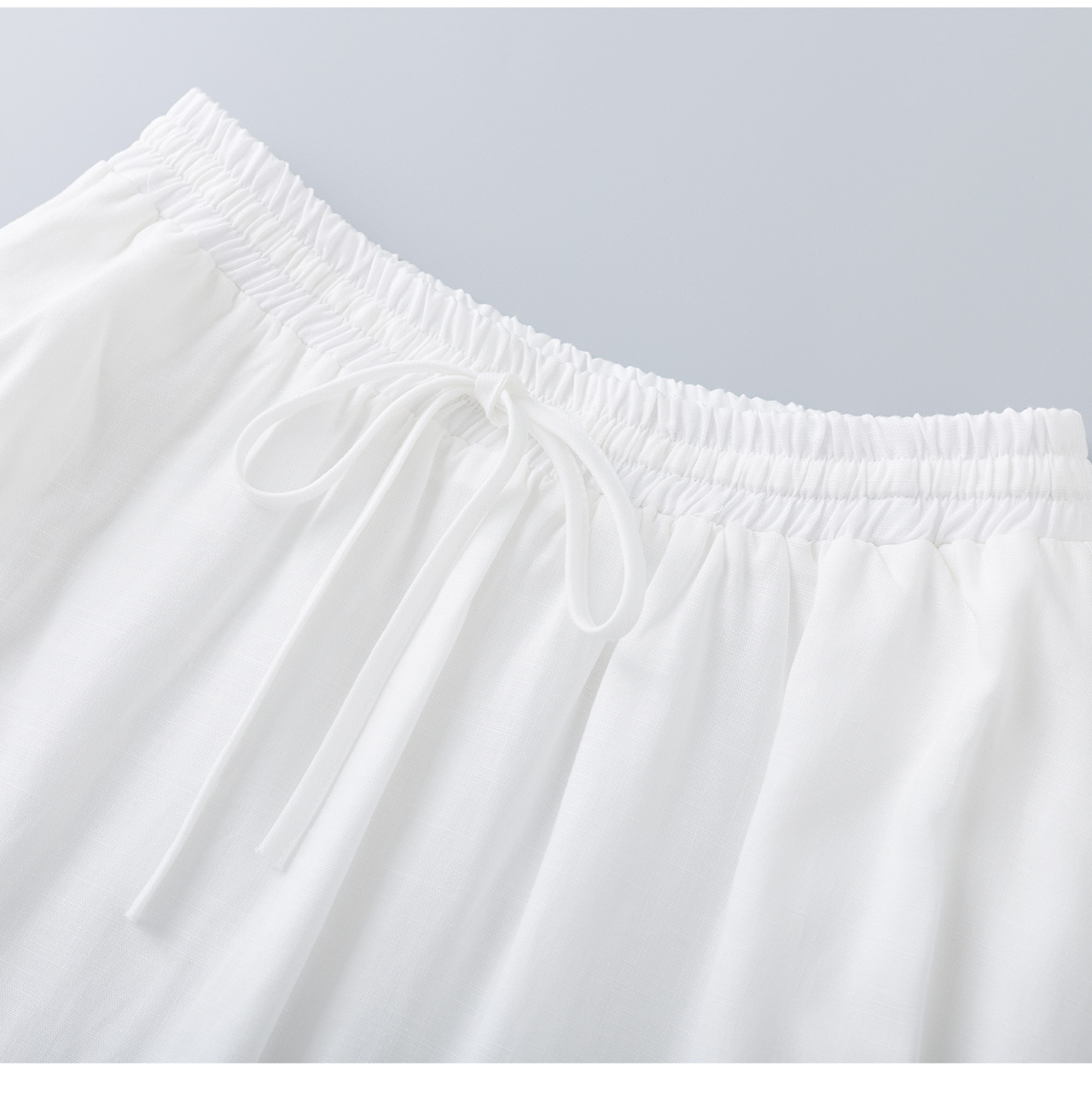 Bộ áo ren phối tay + chân váy xòe maxi nữ thắt eo mùa hè — màu trắng chi tiết 22