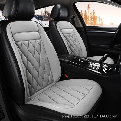 Winter Car electric heating cushion: Multi-function pad - gray-two-seat-main-and-co-pilot-12v