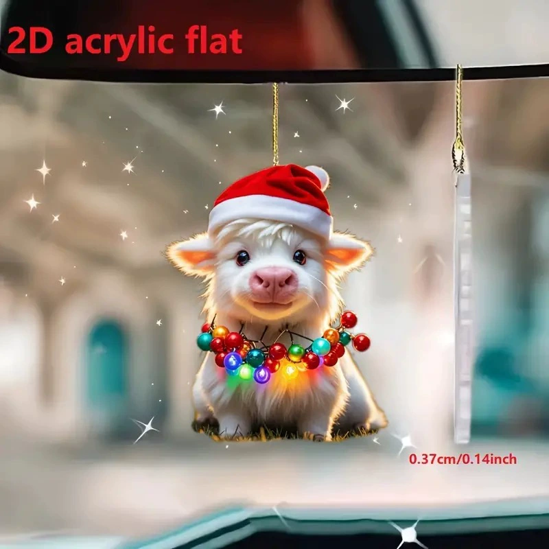 Новый рождественский милый очаровательный теленок праздничное украшение трансграничный акрилово-плоский автомобильный кулон для вечеринок