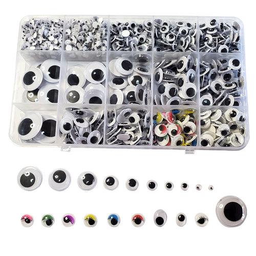 Movable eyes glue-backed animal doll eyeballs for children's kindergarten handmade DIY boxed plastic movable eye stickers