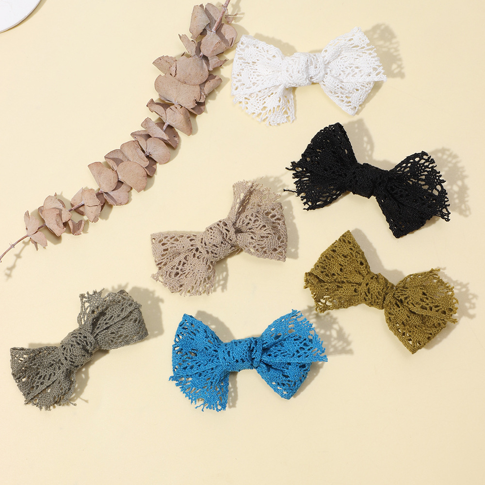 Nuovi accessori per capelli per bambini transfrontalieri Forcina per capelli con fiocco in pizzo per bambini europei e americani, non danneggiano i capelli, clip laterale all'ingrosso_voghion.com