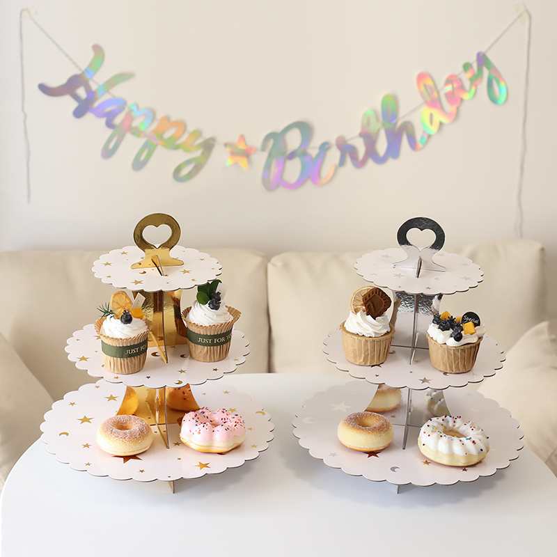 Casual Ins Party Wedding Birthday Three-Tier Cake Stand Dessert Display Stand Disposable Decorative Party Supplies Casual Ins Party Wedding Birthday Three-Tier Cake Stand Dessert Display Stand Disposable Decorative Party Supplies