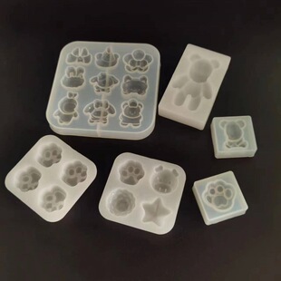 Crystal glue drop mold hole shoes buckle mold diy material mini cat claw explosive bear pinch music silicone mold