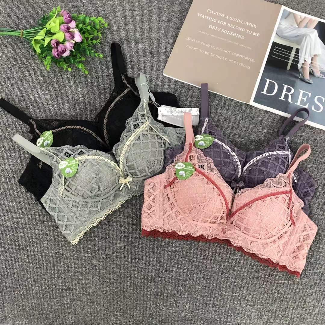 Nuevo sujetador de alta calidad de moda de encaje jacquard transpirable y cómodo ajuste lateral de pecho de cuatro botones ropa interior mujer image 1