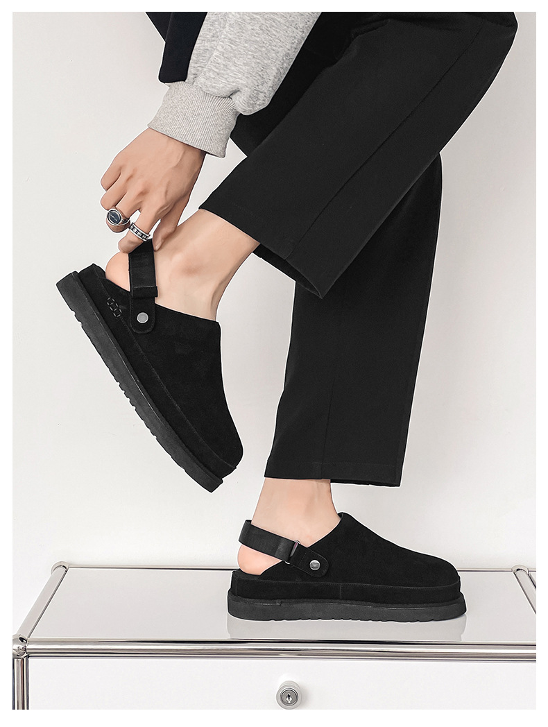 Dames halve slippers van echt leer ademend met dikke zool_voghion.com