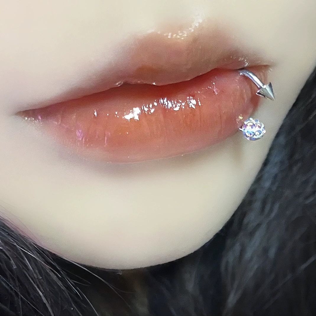 Lip Piercing Barbell, 1.2 mm Gauge, Lengths 8 / 10 / 12 mm, Crystal Top