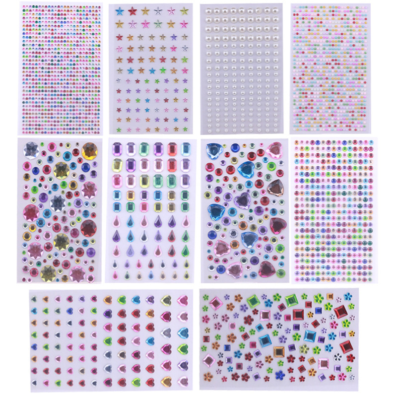 Cross-border foreign trade supply color DIY gem flat-bottomed adhesive diamond stickers flash DIY decorative stickers Amazon explosions Cross-border foreign trade supply color DIY gem flat-bottomed adhesive diamond stickers flash DIY decorative stickers Amazon explosions