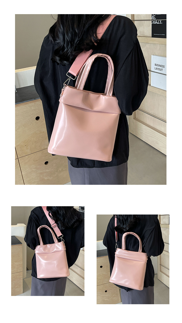 Women's Medium Pu Leather Solid Color Basic Classic Style Magnetic Buckle Tote Bag display picture 4