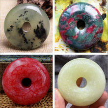 厂家鸡血石玉石平安扣吊坠 桃花玉岫玉大号平安环挂件车挂玉石把