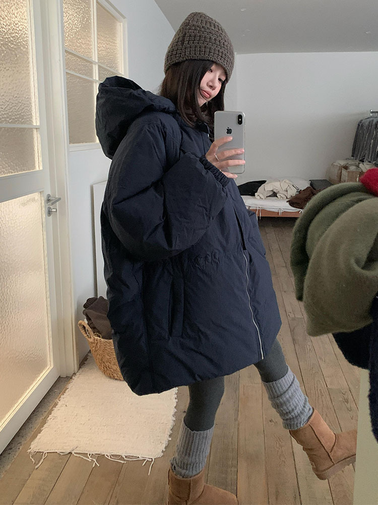 Gaokewei Mid-Length Hooded down Jacket for Women Winter New Style 2025 New Style Fashionable and High-End Super Good-Looking