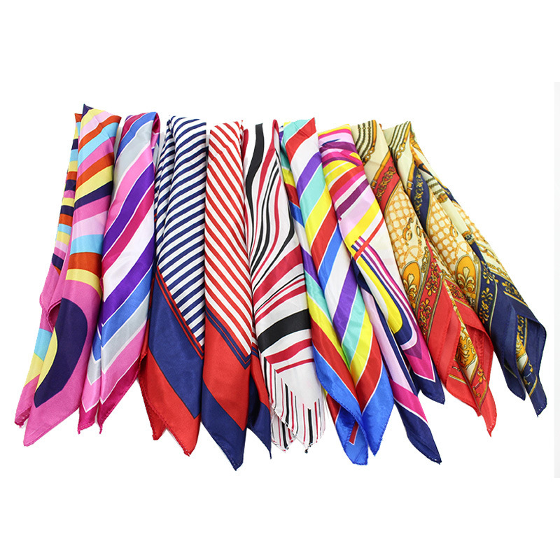 35g Weight Silk Scarf Classification Office, Daily Occasion Satin Cloth Material Star, Flower Pattern Spring&Summer Season Women's Gender Printing Design Elegant Style Women's Elegant Star Flower Satin Cloth Printing Silk Scarf 无