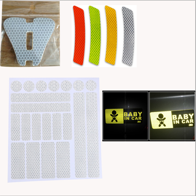 供应自行车反光车贴白色微棱镜高亮反光贴 可模切和印刷logo