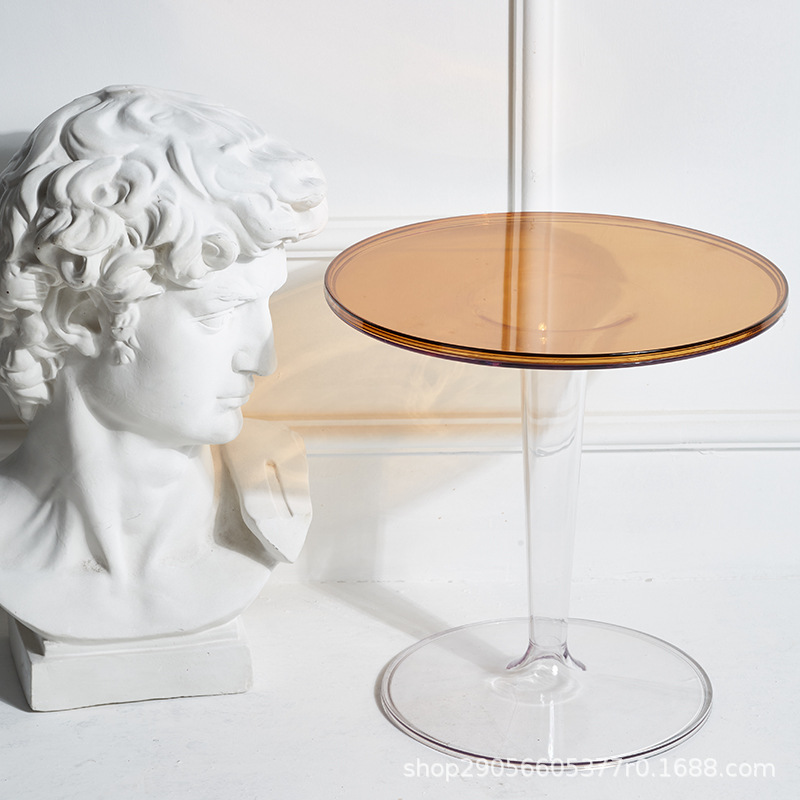 Small Modern Minimalist Corner Coffee Table with Acrylic Crystal Creative Nordic Transparent Round Living Room End Table