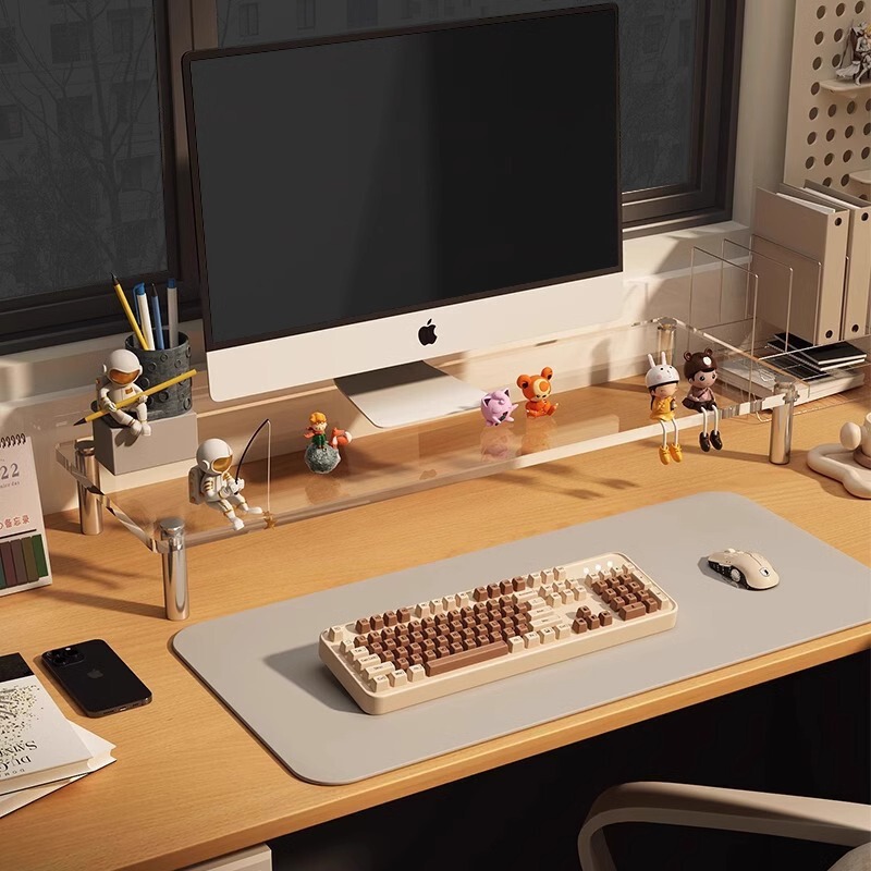 Desktop Computer Elevated Rack Monitor Stand Acrylic Office Desktop Storage Rack Transparent Notebook Storage Rack