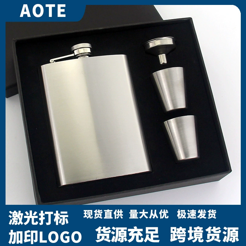 Заводская поставка из нержавеющей стали винный горшок из нержавеющей стали русский портативный открытый плоский металлический маленький винный горшок Подарочная коробка бутылка вина