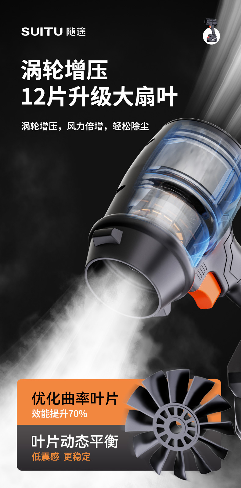 High-Power Lithium Battery Blower Fan Industrial Small Dust Removal Gun