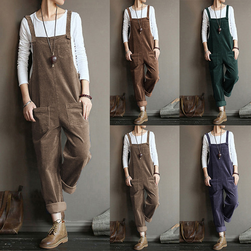 Autumn/Winter eBaywish corduroy solid color casual long waistband pants