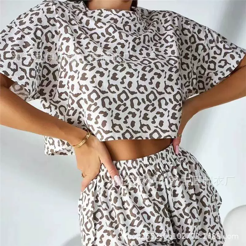 2025跨境新款豹纹印花情趣内衣欧美性感pajamas家居服睡衣夏女