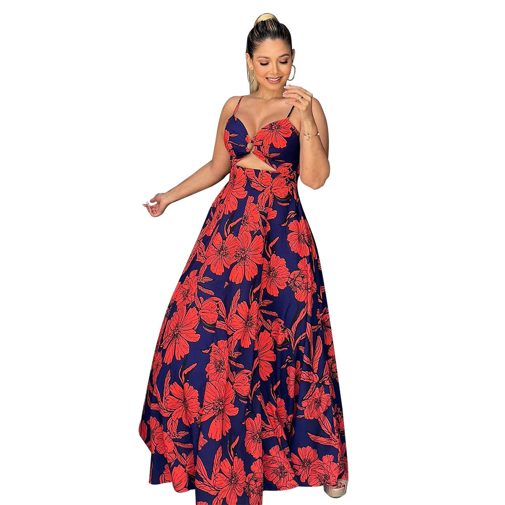 Regular Dress Dresses Type Wholesale Women's Elegant Painted Flower Daily Strap Sleeveless Regular Dress