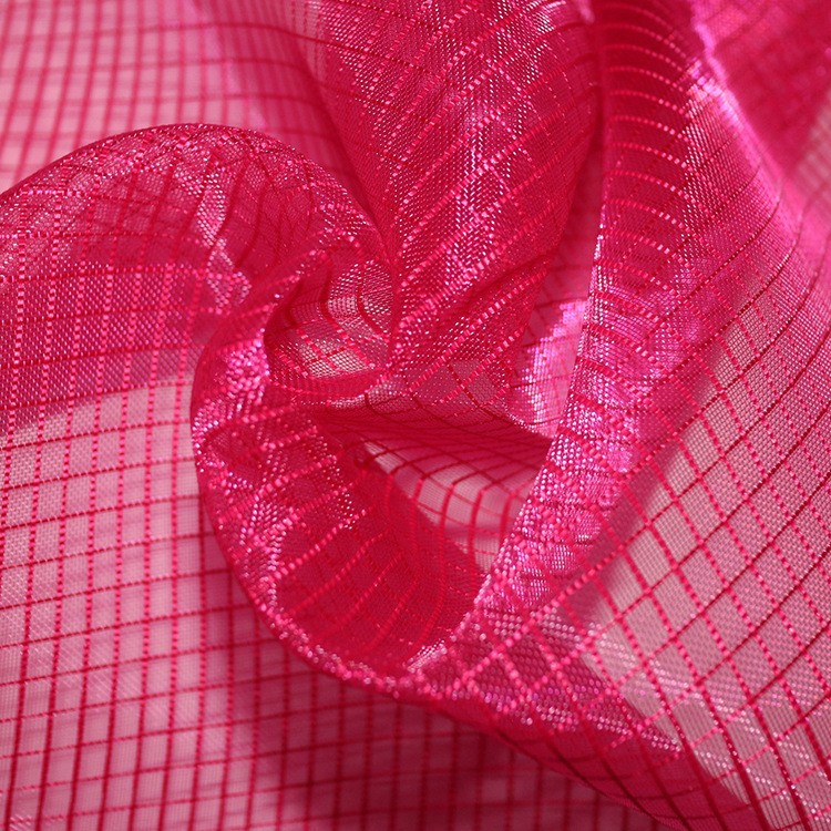 工厂直销尼龙方格网布硬手感色织化妆包洗漱包购物袋箱包面料现货
