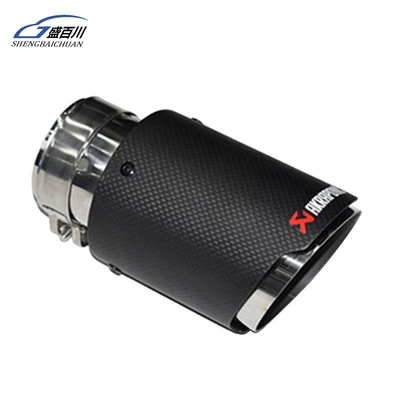 Cross-border direct selling car general exhaust pipe modification Scorpio carbon fiber AK straight edge black blue bright face four tail throat (Exhaust pipe) - carbon-fiber-ak-straight-edge-single-head
