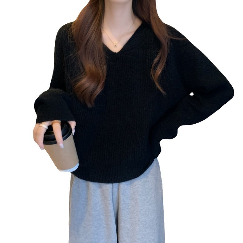 2023 primavera y otoño nuevo estilo coreano estilo suave suéter con cuello en V suave glutinoso suelto todo partido manga larga ropa de abrigo suéter de mujer image 7