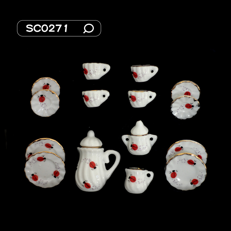 52Dollhouse miniatura comida y juego escena modelo Dollhouse accesorios mini juego de té cerámica taza té SC