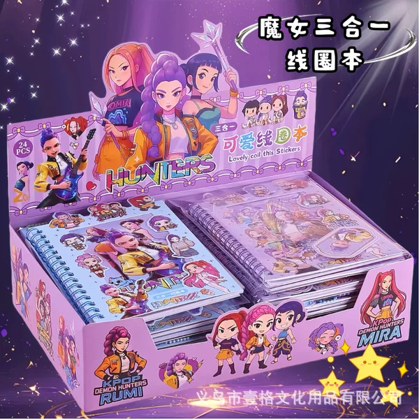 New Product: Demon Hunter Girl Three-In-One Coil Notebook, Cartoon High-Value Planner Sticker Book, Elementary School Student Stationery, Foreign Trade Wholesale