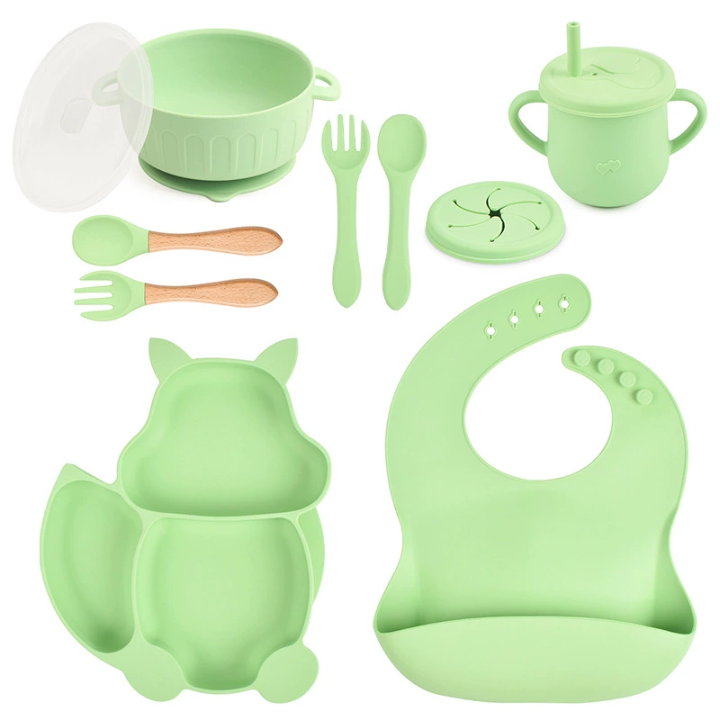 Детский комплект, силиконовая посуда, тарелка для второго питания, 10 шт
