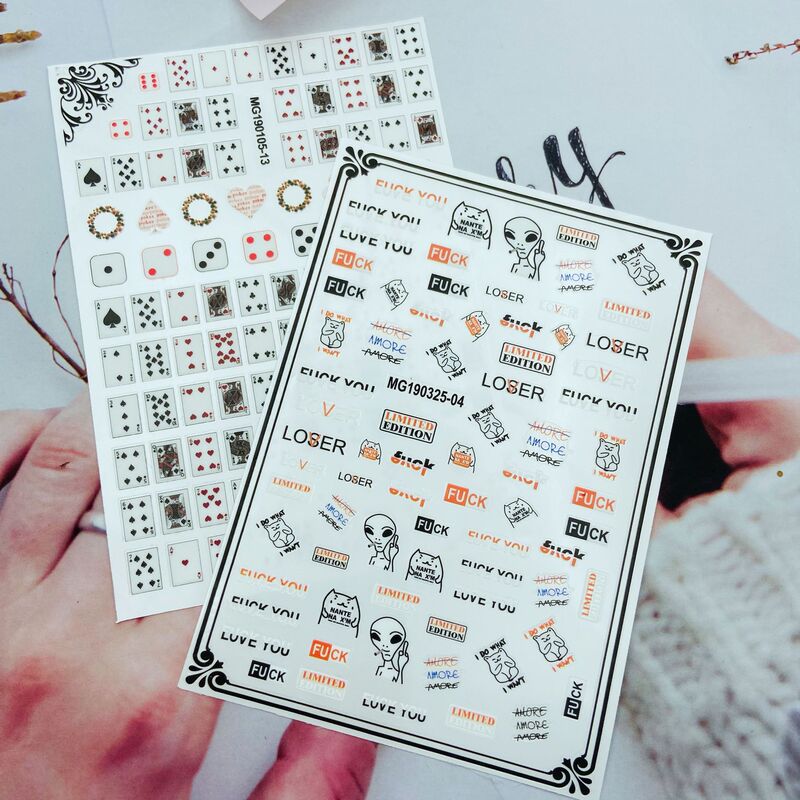 diy Japanese Nail Art Stickers Thin and Back Glue Nail Art Stickers Dice and Alien Series Factory Direct Supply