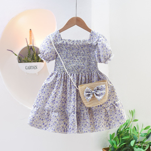 Summer Dress for Girls 2024 New Children's Floral Dress Baby Princess Dress Little Girl Summer Outfit Wholesale