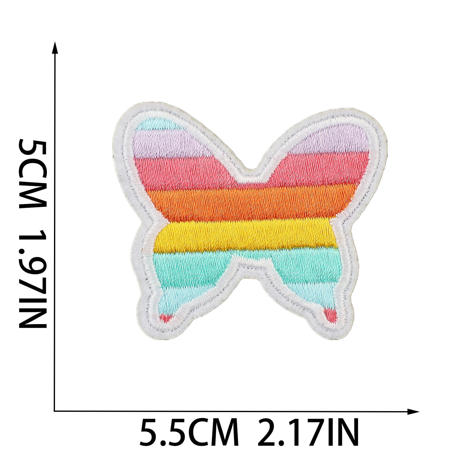 Bag with butterfly, pack, decorations, rainbow laptop, cartoon bus, with embroidery