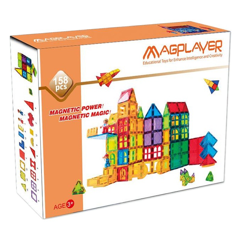 Fabricante mayorista de juguetes magnéticos transfronterizos, bloques de construcción magnéticos, juguetes educativos para niños, con pista de tubos de colores grandes y azulejos magnéticos.