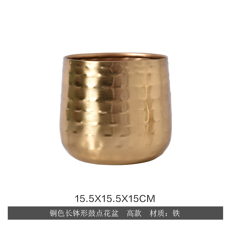구리색 긴 그릇 모양의 드럼 비트 화분 (15.5*15.5*15cm)