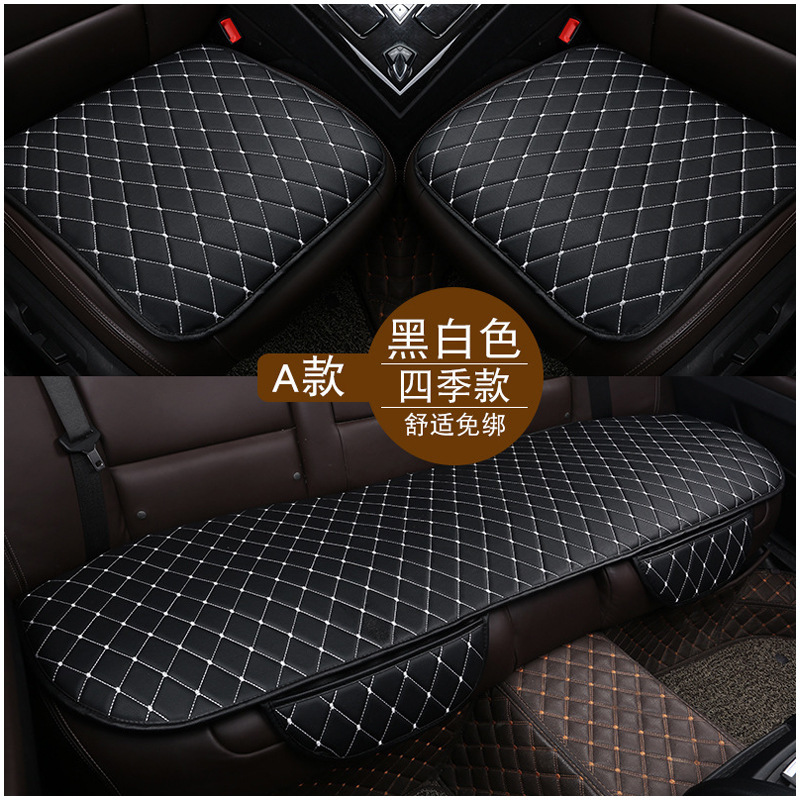 Cojín de asiento de coche sin lazos cuatro estaciones conjunto universal de tres piezas sin respaldo línea roja negra en forma de diamante costura de tela escocesa funda de cojín de asiento único