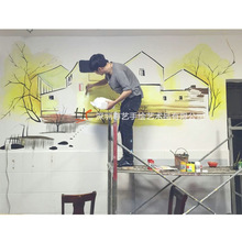 3d立体壁画墙体手绘现场餐厅酒店商场宾馆彩绘大芬油画外墙画KTV
