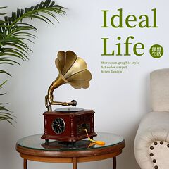 复古留声机美式欧式实木摆件黑胶唱片机老式电唱机创意蓝牙小音响
