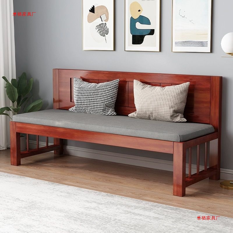 Solid Wood Sofa Simple Modern Small Apartment Living Room Double Three Person Sofa Chair Dining Chair Balcony Leisure Backrest Bench